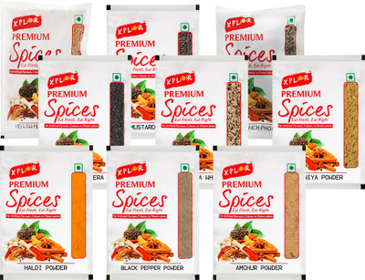 Xplor Haldi Powder + Black Pepper Powder + Dhaniya Powder + Amchur Powder + Jeera Whole + Kala Jeera + Mustard Whole + Yellow Mustard Whole + Panch Phoran (9 Packs of 100gm Each)(9 x 100 g)
Xplor Haldi Powder + Black Pepper Powder + Dhaniya Powder + Amchur Powder + Jeera Whole + Kala Jeera + Mustard Whole + Yellow Mustard Whole + Panch Phoran (9 Packs of 100gm Each)(9 x 100 g)