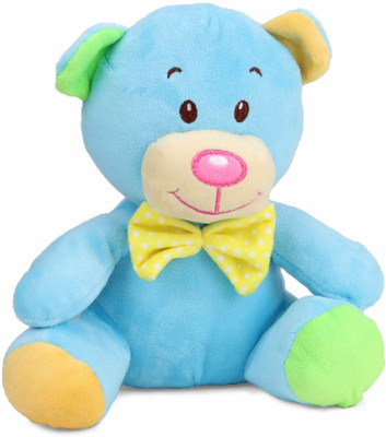 My Baby Excels Bear Plush Blue Colour With Yellow Bow 20 cm - 20 cm(Multicolor)