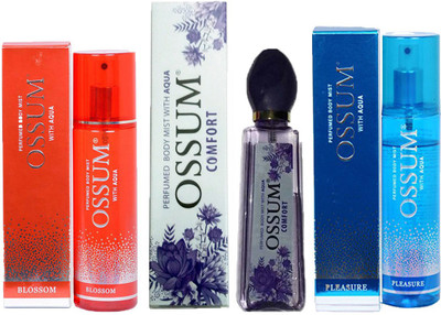OSSUM BLOSSOM PERFUMED BODY MIST 115ML+ COMFORT PERFUMED BODY MIST 115ML+ PLEASURE PERFUMED BODY MIST 115ML Deodorant Spray - For Men & Women(115 ml, Pack of 3)
OSSUM BLOSSOM PERFUMED BODY MIST 115ML+ COMFORT PERFUMED BODY MIST 115ML+ PLEASURE PERFUMED BODY MIST 115ML Deodorant Spray - For Men & Women(115 ml, Pack of 3)