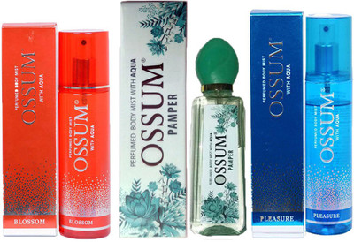 OSSUM BLOSSOM PERFUMED BODY MIST 115ML+ PAMPER PERFUMED BODY MIST 115ML+ PLEASURE PERFUMED BODY MIST 115ML Deodorant Spray - For Men & Women(115 ml, Pack of 3)
OSSUM BLOSSOM PERFUMED BODY MIST 115ML+ PAMPER PERFUMED BODY MIST 115ML+ PLEASURE PERFUMED BODY MIST 115ML Deodorant Spray - For Men & Women(115 ml, Pack of 3)