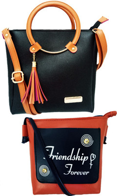 BANDICOOT Girls Evening/Party, Casual, Formal Black, Tan PU Sling Bag