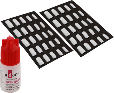 Ear Lobe & Accessories 50Pcs Reasable Nails With Glue (501-B) White(Pack of 50)