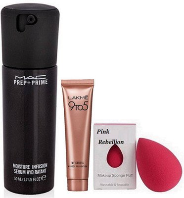 Pink rebellion Sponge puff & Prep+Prime moisture infusion serum hydrant & 9 To 5 Weightless Mousse Foundation(Set of 3)
Pink rebellion Sponge puff & Prep+Prime moisture infusion serum hydrant & 9 To 5 Weightless Mousse Foundation(Set of 3)