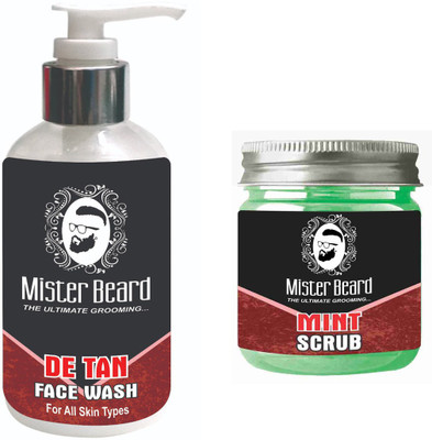 Mister Beard DE TAN FACEWASH WITH MINT SCRUB(Set of 2)