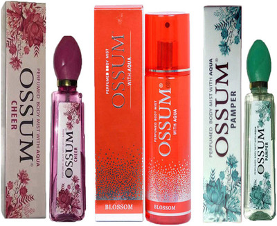 OSSUM PAMPER PERFUMED BODY MIST 115ML+ BLOSSOM PERFUMED BODY MIST 190ML+ CHEER PERFUMED BODY MIST 115ML Body Mist - For Men & Women(115 ml, Pack of 3)
OSSUM PAMPER PERFUMED BODY MIST 115ML+ BLOSSOM PERFUMED BODY MIST 190ML+ CHEER PERFUMED BODY MIST 115ML Body Mist - For Men & Women(115 ml, Pack of 3)