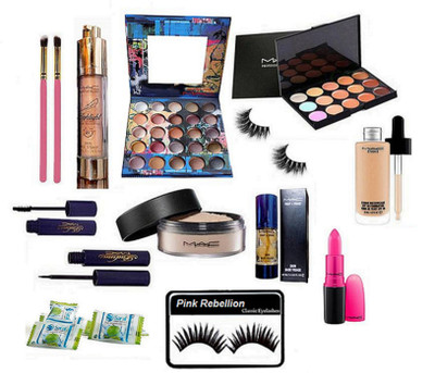 Pink Rebellion Eyelashes 2 & 15 Shades Concealer Palette & Lipstick, Loose Powder Compact ,Prep Prime Primer,Pearl Highlighter,Padma Liquid Eyeliner With Mascara, 25 Eyeshadow Palette Multi Colors, Makeup Brush2, Waterweight Foundation, Magic Napkin 3(Set
Pink Rebellion Eyelashes 2 & 15 Shades Concealer Palette & Lipstick, Loose Powder Compact ,Prep Prime Primer,Pearl Highlighter,Padma Liquid Eyeliner With Mascara, 25 Eyeshadow Palette Multi Colors, Makeup Brush2, Waterweight Foundation, Magic Napkin 3(Set