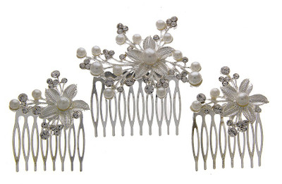 Anuradha Art Jewellery Brooch Pin Bun Clip(Silver)