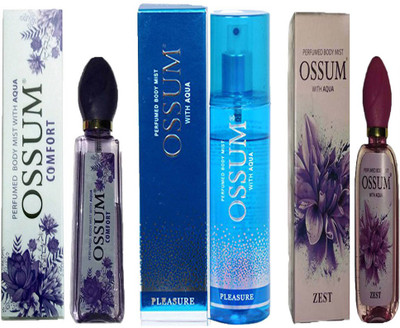 OSSUM COMFORT PERFUMED BODY MIST 115ML+ PLEASURE PERFUMED BODY MIST 190ML+ ZEST PERFUMED BODY MIST 115ML Deodorant Spray - For Men & Women(115 ml, Pack of 3)
OSSUM COMFORT PERFUMED BODY MIST 115ML+ PLEASURE PERFUMED BODY MIST 190ML+ ZEST PERFUMED BODY MIST 115ML Deodorant Spray - For Men & Women(115 ml, Pack of 3)