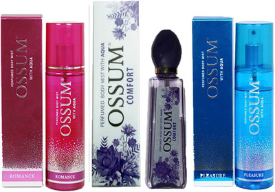 OSSUM ROMANCE PERFUMED BODY MIST 115ML+ COMFORT PERFUMED BODY MIST 115ML+PLEASURE PERFUMED BODY MIST 115ML Body Mist - For Men & Women(115 ml, Pack of 3)
OSSUM ROMANCE PERFUMED BODY MIST 115ML+ COMFORT PERFUMED BODY MIST 115ML+PLEASURE PERFUMED BODY MIST 115ML Body Mist - For Men & Women(115 ml, Pack of 3)