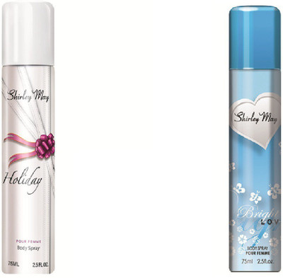 SHIRLEY MAY Holiday with Bright Love (Imported from U.A.E) Perfume Body Spray - For Women(75 ml, Pack of 2)
SHIRLEY MAY Holiday with Bright Love (Imported from U.A.E) Perfume Body Spray - For Women(75 ml, Pack of 2)