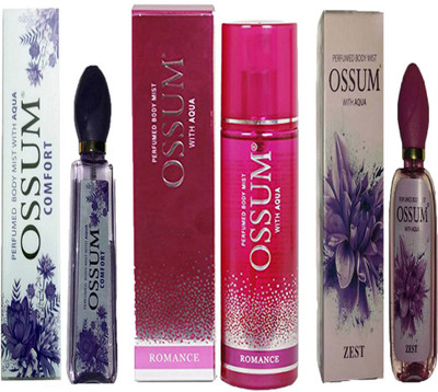 OSSUM COMFORT PERFUMED BODY MIST 115ML+ ROMANCE PERFUMED BODY MIST 190ML+ ZEST PERFUMED BODY MIST 115ML Deodorant Spray - For Men & Women(115 ml, Pack of 3)
OSSUM COMFORT PERFUMED BODY MIST 115ML+ ROMANCE PERFUMED BODY MIST 190ML+ ZEST PERFUMED BODY MIST 115ML Deodorant Spray - For Men & Women(115 ml, Pack of 3)