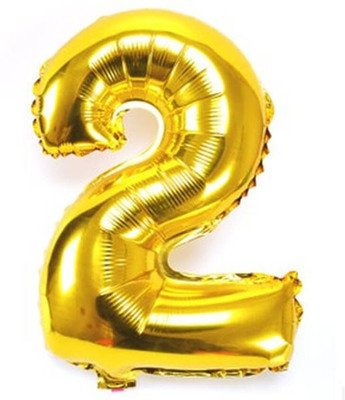 Events Framer Solid 2 - Number Foil Balloon Gold Letter Balloon(Gold, Pack of 1)