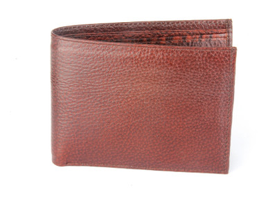 Umda Men Brown Genuine Leather Wallet(8 Card Slots)