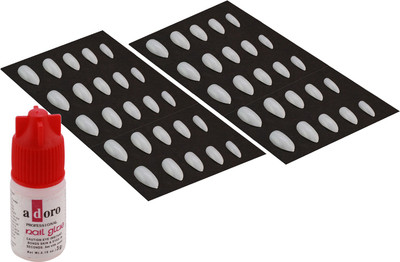 Ear Lobe & Accessories 50Pcs Reasable Nails With Glue (501-C) White(Pack of 50)