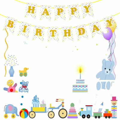 GemStar PartyCrafts Happy Birthday Flags, Yellow Banner(5 ft, Pack of 1)
