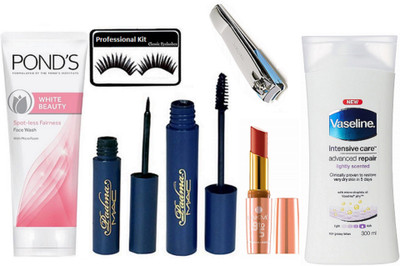 Professional kit Eyelashes, Mac Padma Eyeliner+Mascara & Lakme 9 to 5 Matte Prime Lipstick & Vaseline Intensive Care Body Lotion & Ponds White Beauty Face Wash(Set of 7)
Professional kit Eyelashes, Mac Padma Eyeliner+Mascara & Lakme 9 to 5 Matte Prime Lipstick & Vaseline Intensive Care Body Lotion & Ponds White Beauty Face Wash(Set of 7)