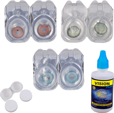 Vision-Plus 3 Pair Blue, Brown & Green Color Zero Power Monthly Contact Lens With Solution & Case Monthly Contact Lens(0, Blue, Green, Brown, Pack of 3)
Vision-Plus 3 Pair Blue, Brown & Green Color Zero Power Monthly Contact Lens With Solution & Case Monthly Contact Lens(0, Blue, Green, Brown, Pack of 3)