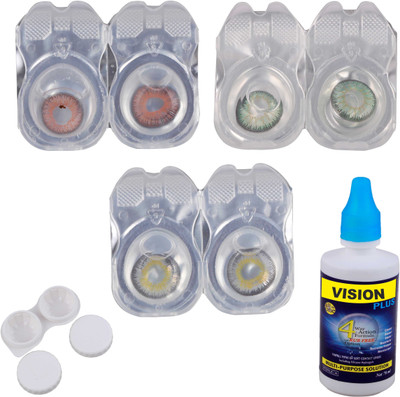 Vision-Plus 3 Pair Brown, Green & Grey Color Zero Power Monthly Contact Lens With Solution & Case Monthly Contact Lens(0, Green, Brown, Grey, Pack of 3)
Vision-Plus 3 Pair Brown, Green & Grey Color Zero Power Monthly Contact Lens With Solution & Case Monthly Contact Lens(0, Green, Brown, Grey, Pack of 3)
