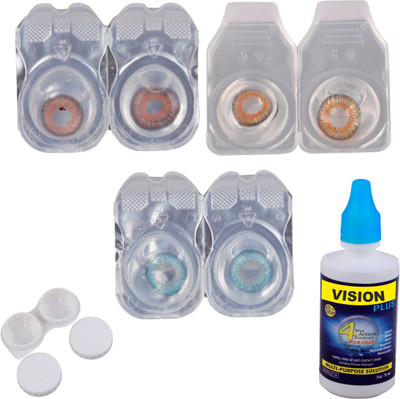 Vision-Plus 3 Pair Blue, Brown & Honey Color Zero Power Monthly Contact Lens With Solution & Case Monthly Contact Lens(0, Blue, Brown, Honey, Pack of 3)
Vision-Plus 3 Pair Blue, Brown & Honey Color Zero Power Monthly Contact Lens With Solution & Case Monthly Contact Lens(0, Blue, Brown, Honey, Pack of 3)