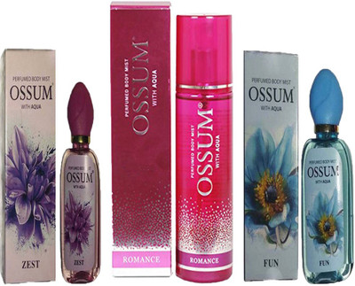 OSSUM FUN PERFUMED BODY MIST 115ML+ ROMANCE PERFUMED BODY MIST 190 ML+ ZEST PERFUMED BODY MIST 115ML Deodorant Spray - For Men & Women(190 ml, Pack of 3)
OSSUM FUN PERFUMED BODY MIST 115ML+ ROMANCE PERFUMED BODY MIST 190 ML+ ZEST PERFUMED BODY MIST 115ML Deodorant Spray - For Men & Women(190 ml, Pack of 3)