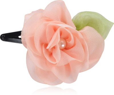 FUNKRAFTS Trendy Peach Fabric Hair Clip for Girls Hair Clip(Pink)