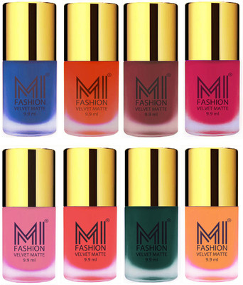 MI Fashion Unique Velvet Matte Nail Polish Sets Cosmetics Nail Paint Navy Blue,Orange,Maroon,Pink,Baby Pink,Neon Orange,Dark Green,Saffron Orange(Pack of 8)
MI Fashion Unique Velvet Matte Nail Polish Sets Cosmetics Nail Paint Navy Blue,Orange,Maroon,Pink,Baby Pink,Neon Orange,Dark Green,Saffron Orange(Pack of 8)