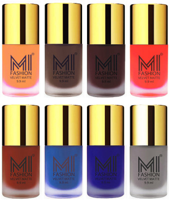 MI Fashion Unique Velvet Matte Nail Polish Sets Cosmetics Nail Paint Saffron Orange,Coffee,Wine,Orange,Cherry Red,Navy Blue,Royal Blue,Grey(Pack of 8)
MI Fashion Unique Velvet Matte Nail Polish Sets Cosmetics Nail Paint Saffron Orange,Coffee,Wine,Orange,Cherry Red,Navy Blue,Royal Blue,Grey(Pack of 8)