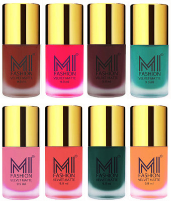 MI Fashion Unique Velvet Matte Nail Polish Sets Cosmetics Nail Paint Red,Neon Pink,Red Wine,Sky Blue,Baby Pink,Neon Orange,Dark Green,Saffron Orange(Pack of 8) 
MI Fashion Unique Velvet Matte Nail Polish Sets Cosmetics Nail Paint Red,Neon Pink,Red Wine,Sky Blue,Baby Pink,Neon Orange,Dark Green,Saffron Orange(Pack of 8)