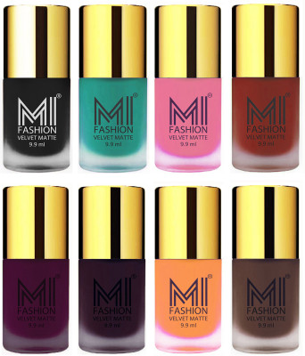 MI Fashion Unique Velvet Matte Nail Polish Sets Cosmetics Nail Paint Black,Sky Blue,Baby Pink,Red,Purple,Dark Purple,Saffron Orange,Coffee(Pack of 8)
MI Fashion Unique Velvet Matte Nail Polish Sets Cosmetics Nail Paint Black,Sky Blue,Baby Pink,Red,Purple,Dark Purple,Saffron Orange,Coffee(Pack of 8)
