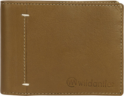Wildantler Men Beige Genuine Leather Wallet(3 Card Slots)