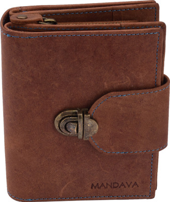 MANDAVA Women Brown Genuine Leather Wallet(8 Card Slots)