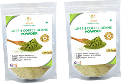 Vihado Organic Green Coffee Beans Powder / 100% Pure & Natural / 2 Pack of 200g Instant Coffee 200 g(Pack of 2, Green Coffee Flavoured)