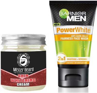 MISTER BEARD SKIN WHITENING CREAM WITH POWER WHITE FACEWASH(Set of 2)