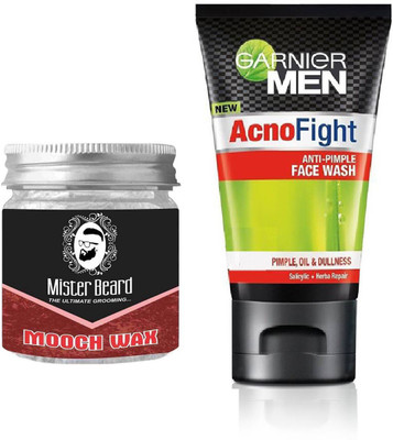 MISTER BEARD MOOCH WAX WITH GARNIER ACNO FIGHT FACEWASH(Set of 2)