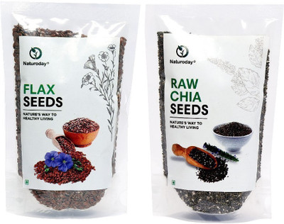 Naturoday Chia Seeds, Brown Flax Seeds(1000 g, Pack of 2)