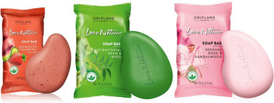 Oriflame Sweden Love Nature Soap Bar Set of 3 (Refreshing Strawberry & Lime, Antibacterial Neem & Basil, Sensual Rose & Sandalwood)(225 g, Pack of 3)
Oriflame Sweden Love Nature Soap Bar Set of 3 (Refreshing Strawberry & Lime, Antibacterial Neem & Basil, Sensual Rose & Sandalwood)(225 g, Pack of 3)