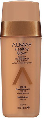 Almay Healthy Glow Makeup & Gradual Self Tan, Medium Foundation(Brown)