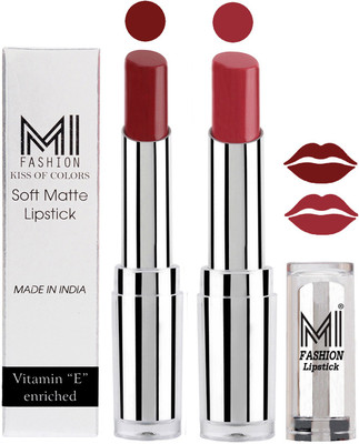 MI Fashion Color Riche Creme Matte Sexy Lipsticks(Maroon Rebel,Brown Raisin)