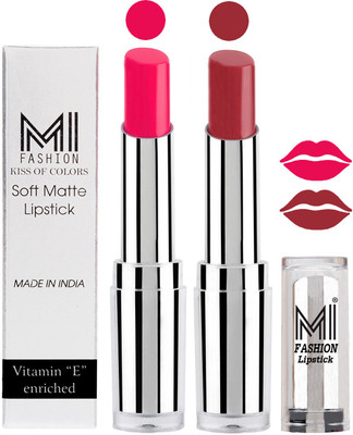 MI Fashion Color Riche Creme Matte Sexy Lipsticks(Rosy Pink,Brown Raisin)