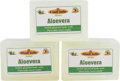 Khadi India Santosh Aloevera Harbal Glycerin Body Wash Soap (Ayurvedic Hand Made) (Pack of 3)(375 g, Pack of 3) 
Khadi India Santosh Aloevera Harbal Glycerin Body Wash Soap (Ayurvedic Hand Made) (Pack of 3)(375 g, Pack of 3)