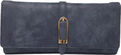 RISH Women Trendy Grey Artificial Leather Wallet(10 Card Slots), Blue