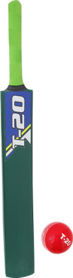 Jaspo T-20 Wooden Cricket Ball with Wooden Bat(Size-5)(Wooden Bat,1 T-20 Ball)(green) Cricket Kit