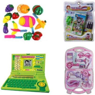 Starsky 4 Combos Educational Talk Back Tom Phone+Educational Learning Laptop+ Sliceable 12Pcs Fruits Cutting Play Toy Set+Doctor Play Toy Set For KIds.(Multi)Â Â (Multicolor)(Pink)
Starsky 4 Combos Educational Talk Back Tom Phone+Educational Learning Laptop+ Sliceable 12Pcs Fruits Cutting Play Toy Set+Doctor Play Toy Set For KIds.(Multi)Â Â (Multicolor)(Pink)