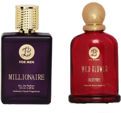 Lyla Blanc Mens MILLIONAIRE & Womens WILD FLOWER - (Set of 2 Perfume for Couple) (100ml each) Eau de Parfum - 100 ml(For Men & Women)
Lyla Blanc Mens MILLIONAIRE & Womens WILD FLOWER - (Set of 2 Perfume for Couple) (100ml each) Eau de Parfum - 100 ml(For Men & Women)
