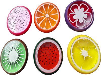 PTCMart Non-Sticky Crystal Slime Fruit Seed Mixed Putty Mud, Pack of 6 Multicolor Putty Toy Multicolor Putty Toy