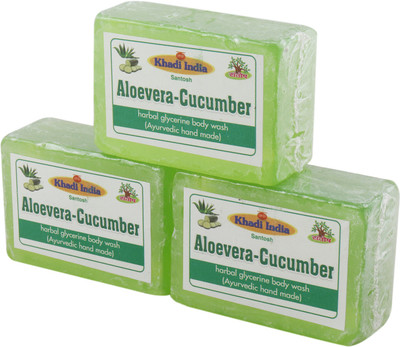 Khadi India Santosh Aloevera-Cucumber Harbal Glycerin Body Wash Soap (Ayurvedic Hand Made) (Pack of 3)(375 g, Pack of 3)
Khadi India Santosh Aloevera-Cucumber Harbal Glycerin Body Wash Soap (Ayurvedic Hand Made) (Pack of 3)(375 g, Pack of 3)
