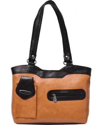 Al Jazeera Shoulder Bag(Tan, Black), Black;tan