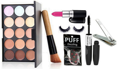 dazzling Silicon Puff, Mac 15 Shade Concealer Palette,Candy Yum-yum Lipstick, Brush,Eyelashes & Colorbar 2 in 1 Eyeliner+ Mascara & Nail Cutter(Set of 7)
dazzling Silicon Puff, Mac 15 Shade Concealer Palette,Candy Yum-yum Lipstick, Brush,Eyelashes & Colorbar 2 in 1 Eyeliner+ Mascara & Nail Cutter(Set of 7)