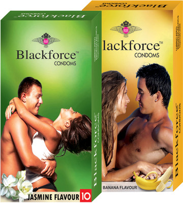 Blackforce 2 pcs in 20 pcs extra dotted Jasmine Banana Condom(Set of 2, 20S)