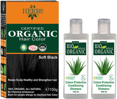 24 Herbs Certified Organic Soft Black Chemical Free Hair Color with 2 Set of Colour Protection Shampoo Combo Pack(Set of 3)
24 Herbs Certified Organic Soft Black Chemical Free Hair Color with 2 Set of Colour Protection Shampoo Combo Pack(Set of 3)